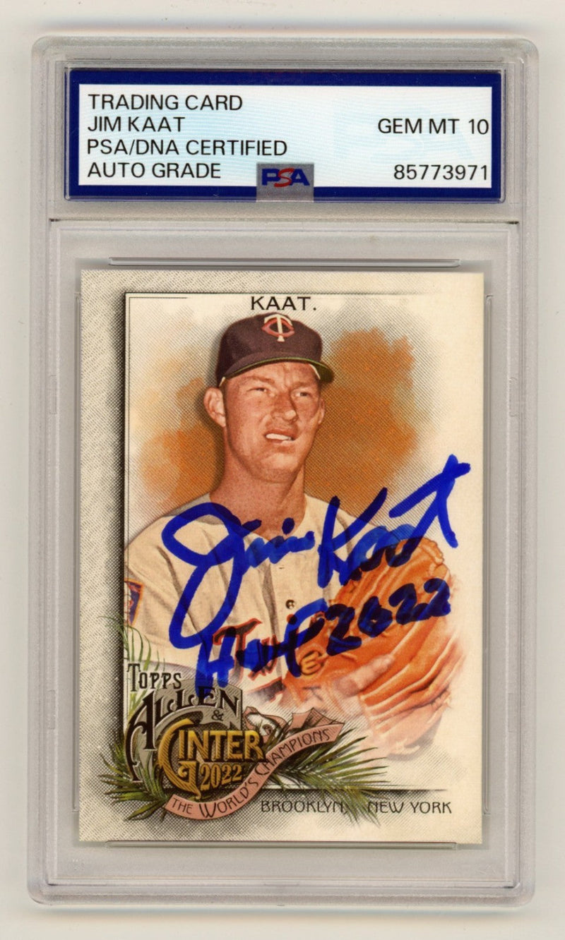 Jim Kaat 2022 Topps Allen & Ginter #323 Signed w/ HOF 2022 Insc. PSA 10 Auto HOF
