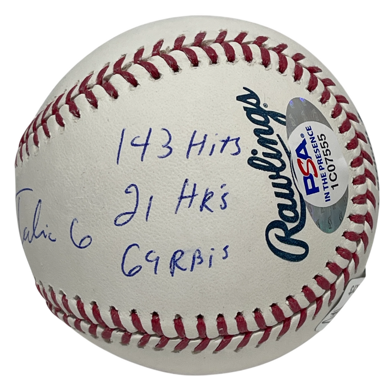 Jonathan India Signed  ROMLB Baseball w/ ROY + Stats PSA ITP HOLO COA Royals
