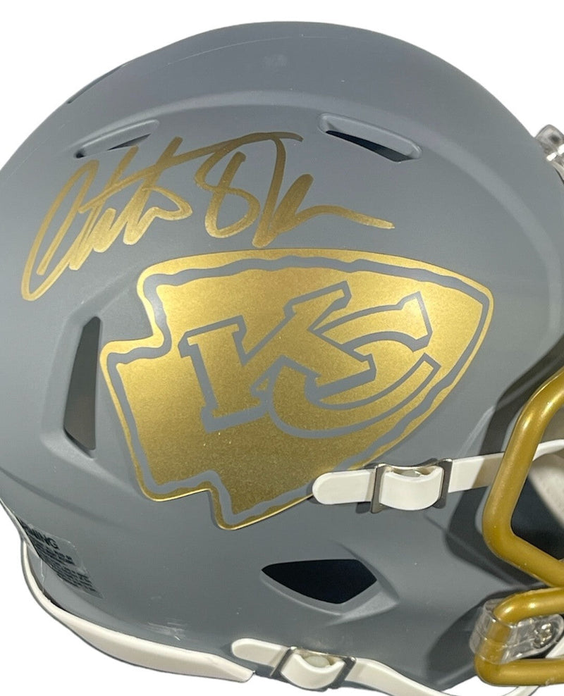 Christian Okoye Signed Kansas City Chiefs Slate Mini Helmet Beckett Wit BAS COA