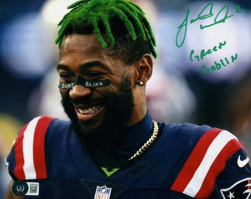 Jalen Mills Signed Patriots 8x10 Photo w/ Green Goblin Beckett BAS COA #2