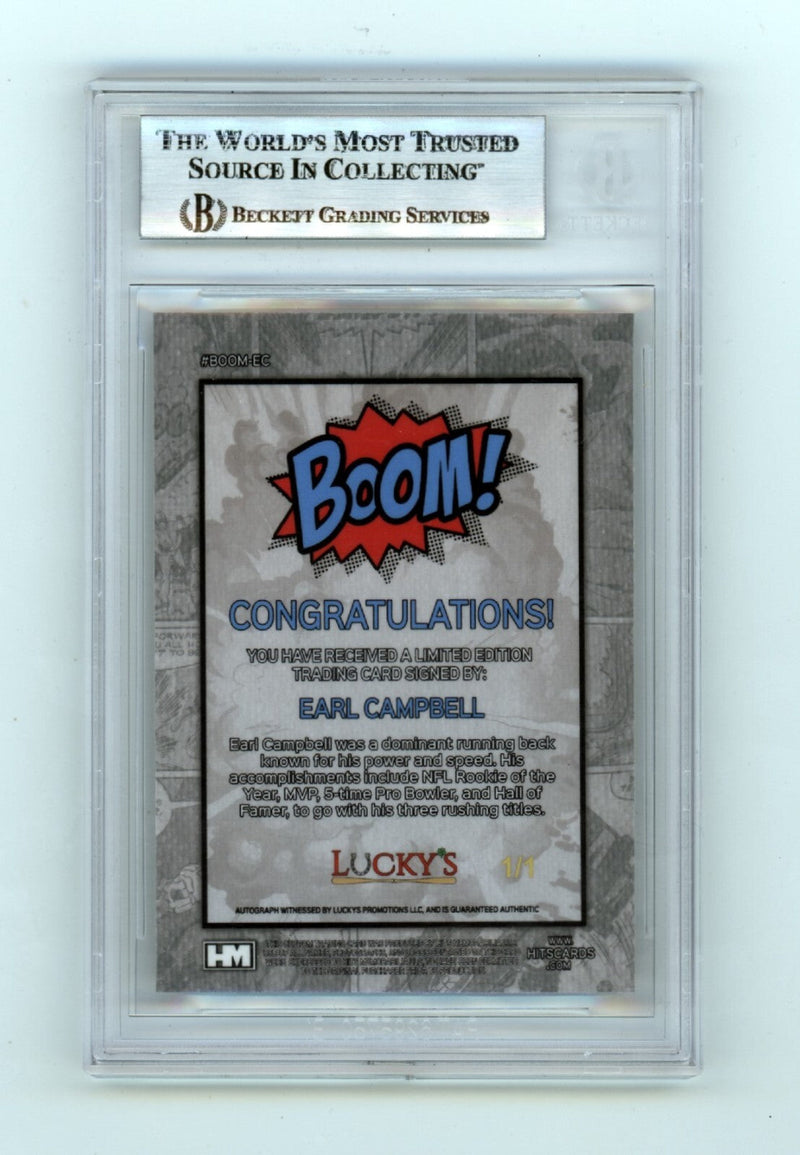 Earl Campbell 2024 Hits Memorabilia BOOM Super #1/1 Signed BGS BAS Auto Oilers