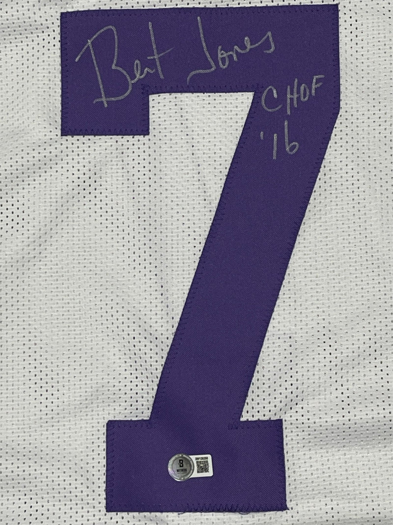 Bert Jones Signed LSU White Custom Jersey w/ CHOF 16 Beckett Witness BAS COA