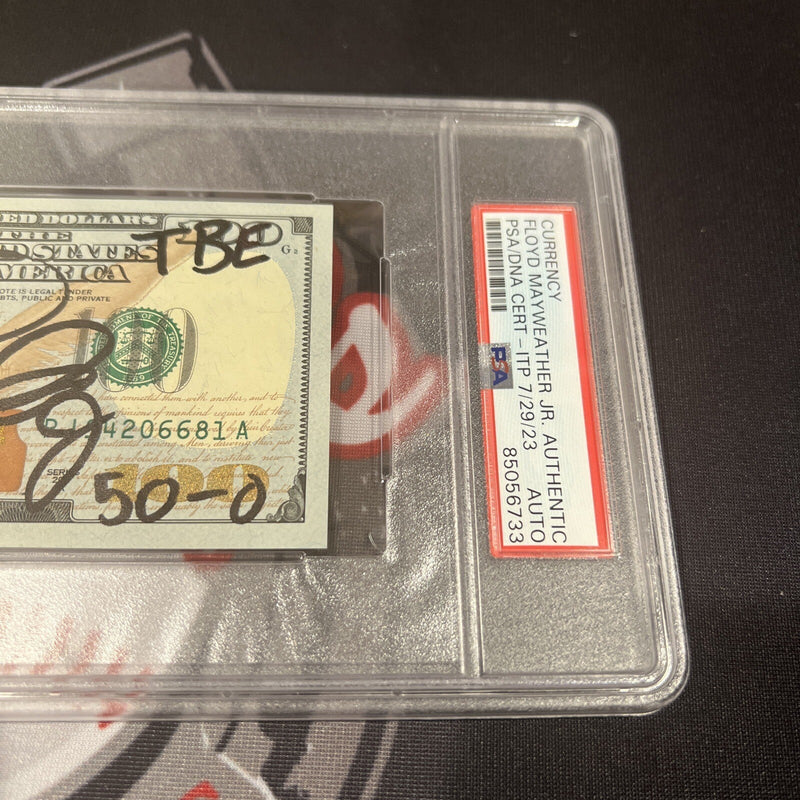 Floyd Mayweather Jr. Signed $100 Bill US Currency x4 Inscription PSA Auth Auto C