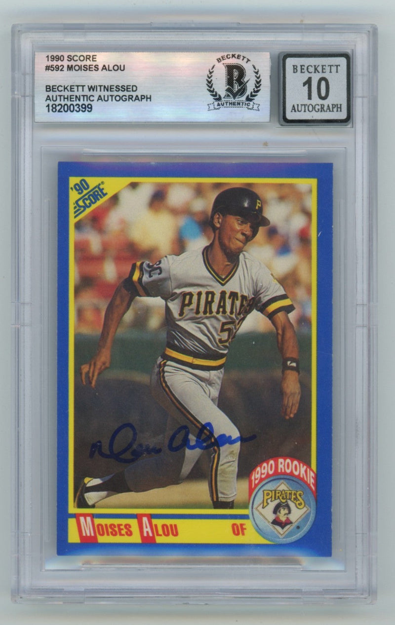 Moises Alou 1990 Score #592 Signed Rookie RC Beckett BGS 10 Auto Pirates