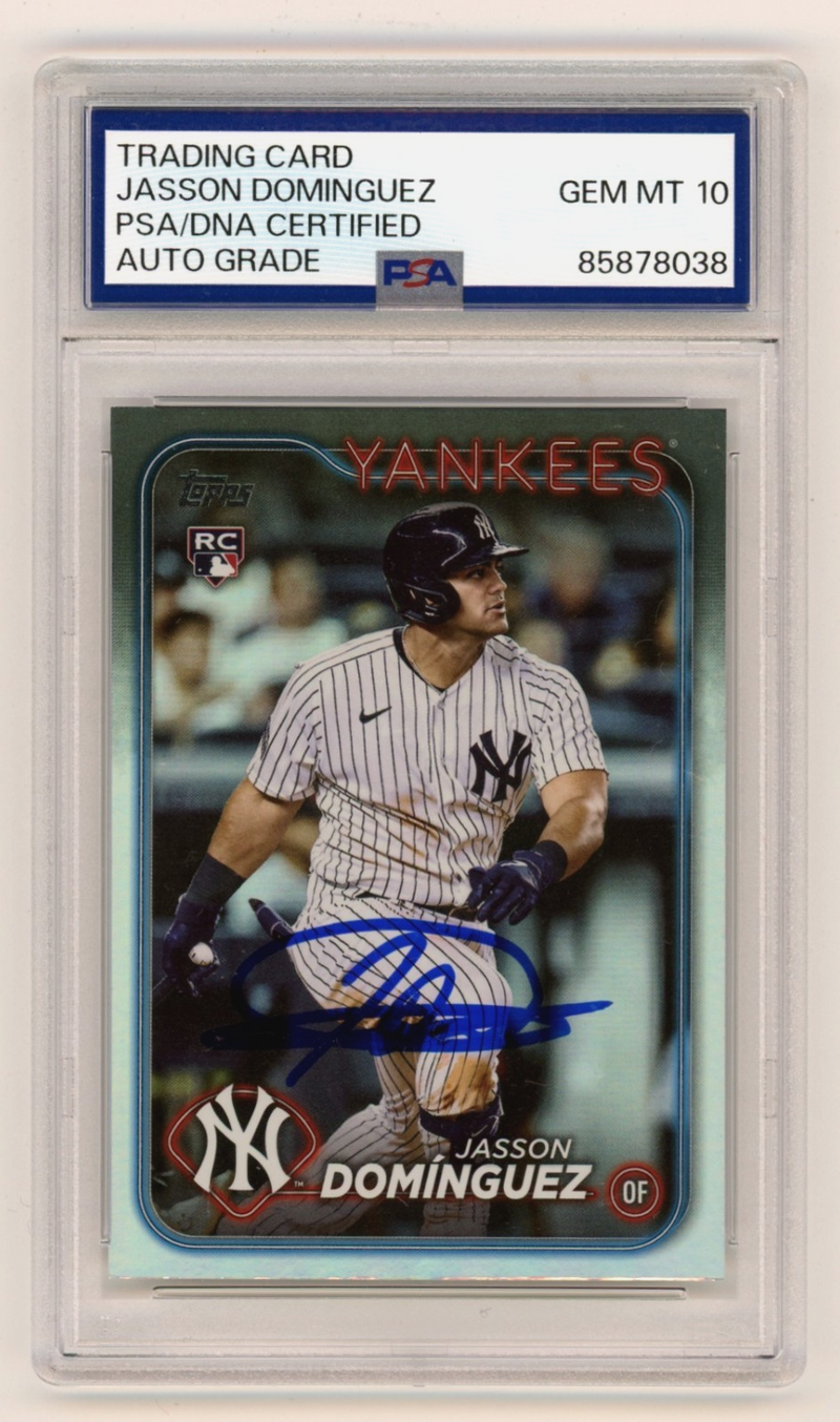 Jasson Dominguez 2024 Topps Series 1 #60 Foil Rookie RC PSA 10 Auto NY Yankees