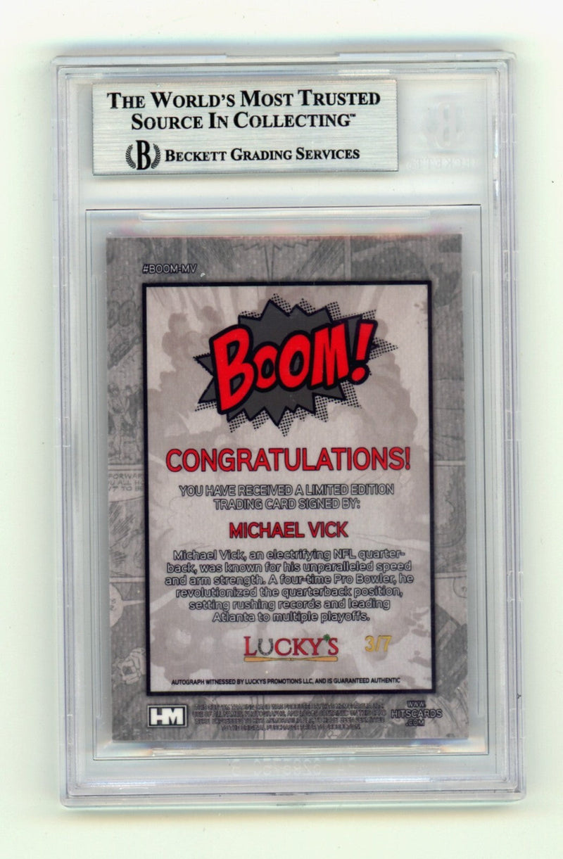 Michael Vick 2024 Hits Memorabilia BOOM Red /7 Signed BGS BAS Auto Atlanta