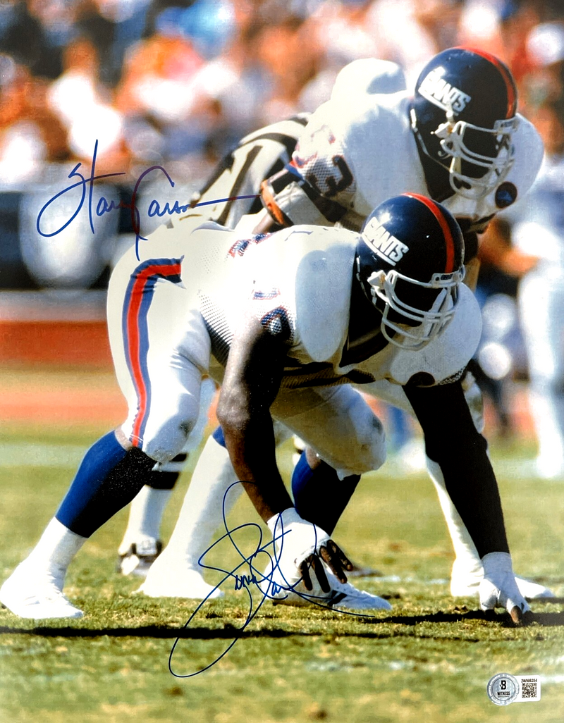 Harry Carson & Leonard Marshall Dual Signed Giants 11x14 Photo Beckett W BAS COA