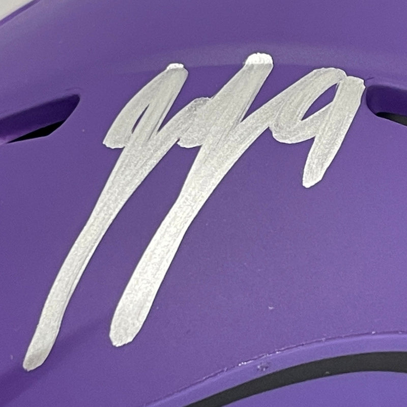 J.J. McCarthy Signed Minnesota Vikings Rave Mini Helmet Beckett Witness BAS COA
