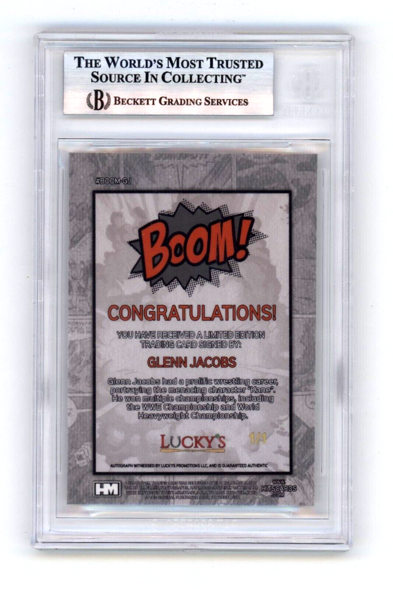 Glenn Jacobs KANE 2024 Hits Memorabilia BOOM Super #1/1 Signed BGS BAS Auto