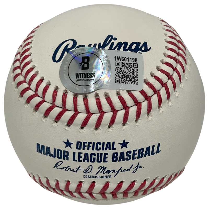 Andre Dawson Signed Rawlings ROMLB Baseball w/ 4 Ins Stat Beckett Wit BAS COA