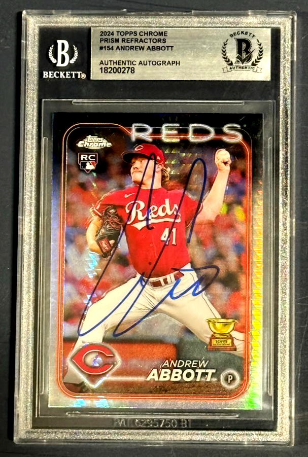 Andrew Abbott 2024 Topps Chrome #154 Prism Refractor Signed RC BGS BAS Auto