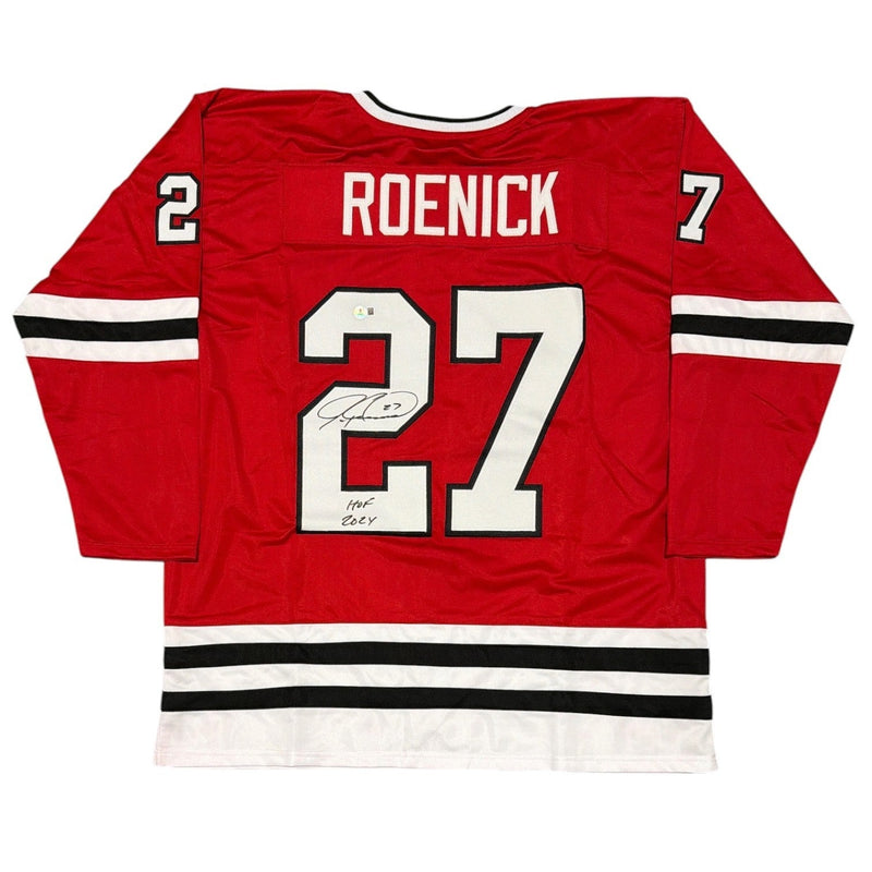 Jeremy Roenick Signed Blackhawks Custom Jersey w/ HOF 24 Beckett Witness BAS COA
