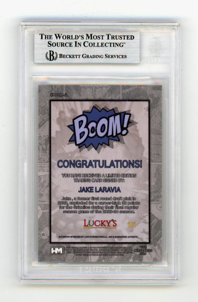 Jake LaRavia 2024 Hits Memorabilia BOOM Super 1/1 Signed BGS BAS Auto Memphis