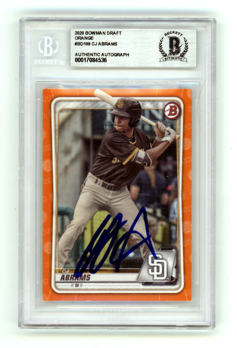 CJ Abrams 2020 Bowman Draft Orange Paper #5/25 #BDC85 1st Signed BAS BGS Auto
