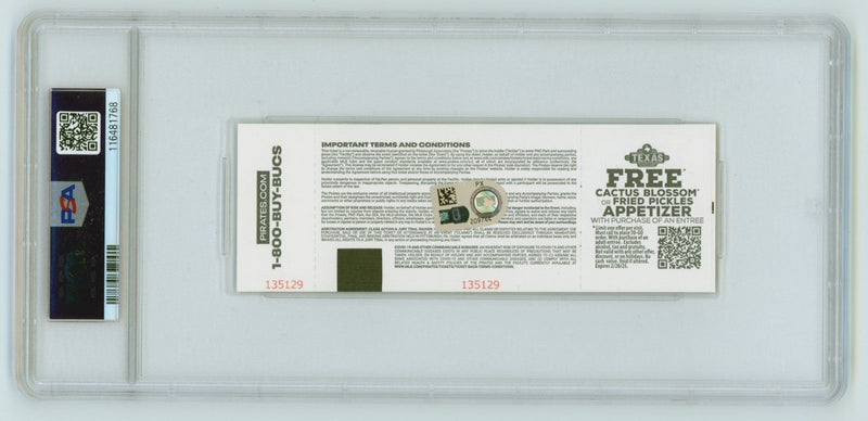 Paul Skenes Signed MLB Debut Ticket 5/11/2024 w/ Inscription PSA Authentic Auto