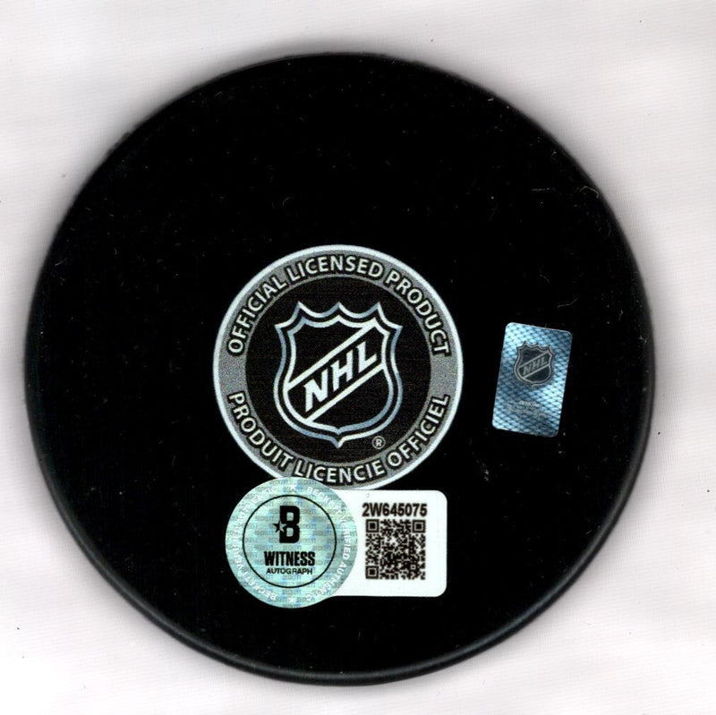 Brett Hull Signed Auto Blues 50th Anniversary Puck w/ HOF 2009 Beckett W BAS COA
