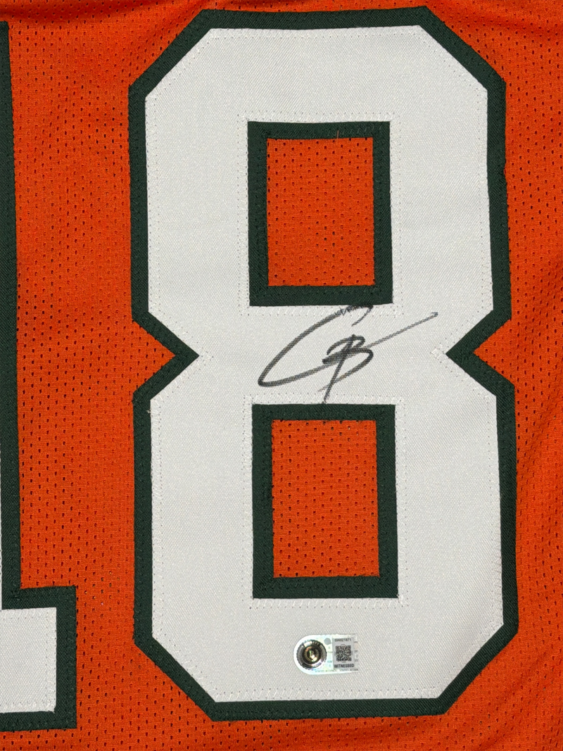 Cooper Barkate Signed Miami Hurricanes Orange Custom Jersey Beckett Wit. BAS COA