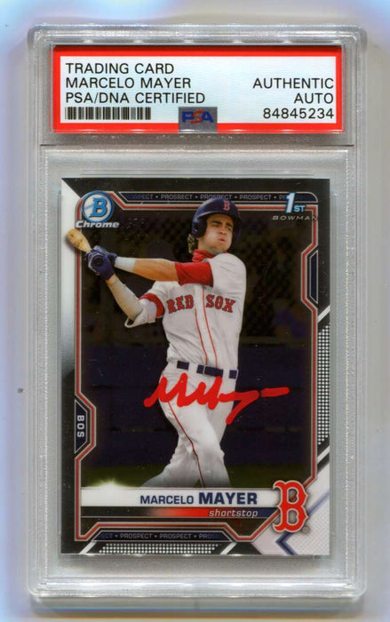 Marcelo Mayer 2021 Bowman Chrome Draft 1st Prospect Signed PSA Authentic Auto
