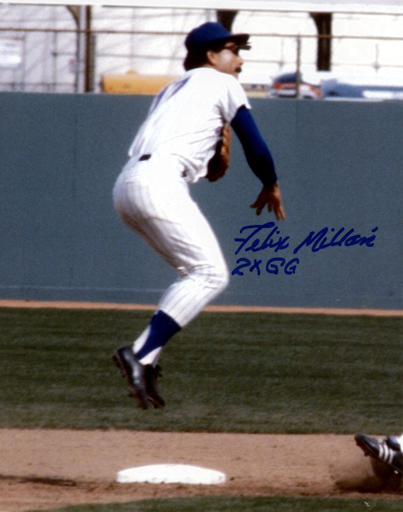 Felix Millan Signed New York Mets 8x10 Photo w/ 2x Gold Glove Insc. LSCM COA