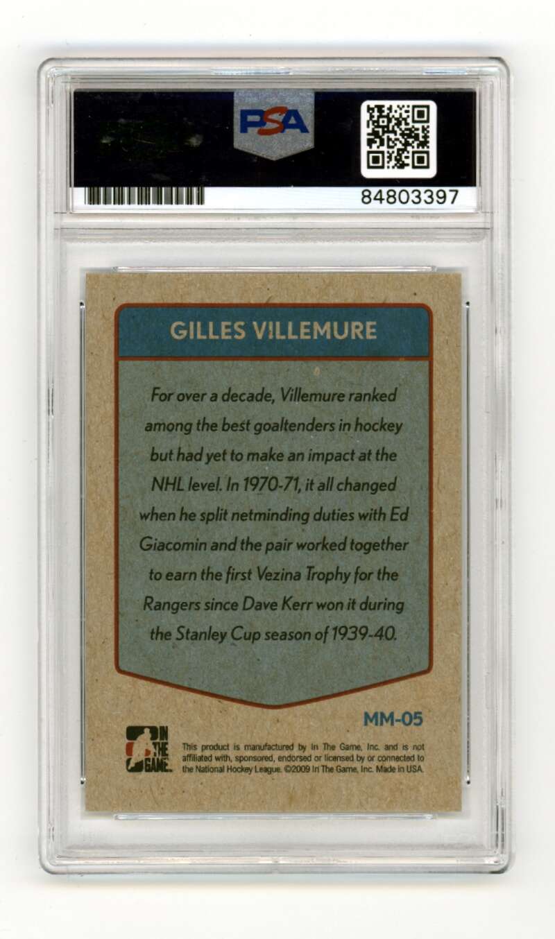 Gilles Villemure 2009-10 ITG Masked Men MM-05 Signed PSA Authentic Auto Rangers