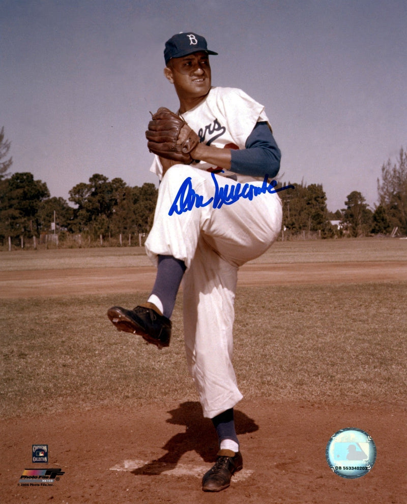 Don Newcombe Signed Autographed Brooklyn Dodgers Photo File 8x10 LSCM COA