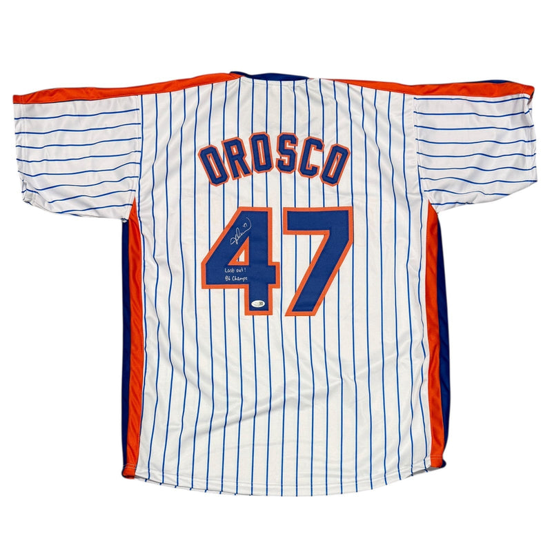 Jesse Orosco Signed New York Mets Custom Jersey w Last Out & 86 Champs JSA W COA