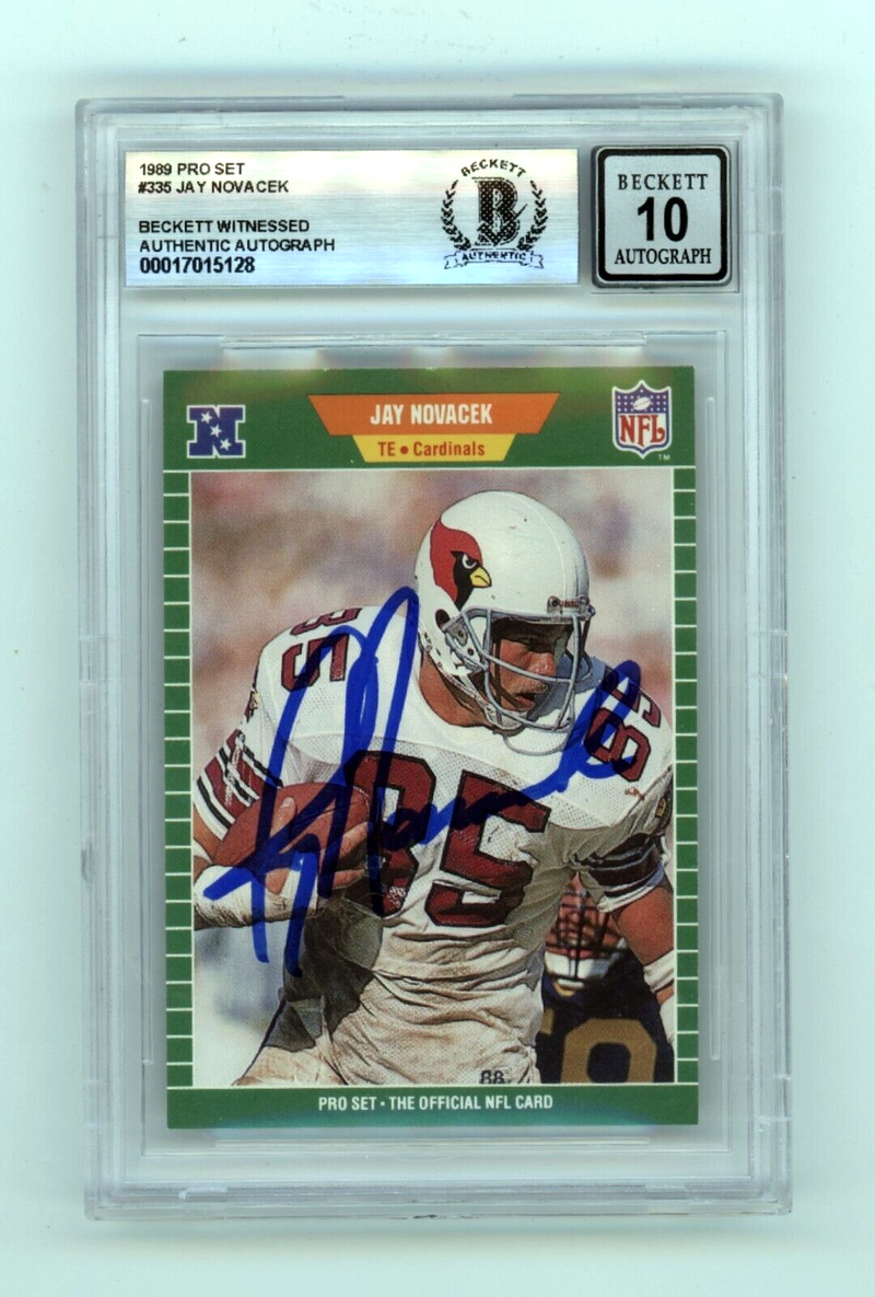 Jay Novacek 1989 Pro Set #335 Signed Rookie RC Beckett Witt BGS 10 Auto Cowboys