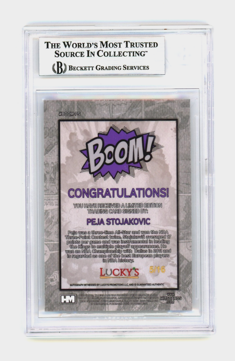 Peja Stojakovic 2024 Hits Memorabilia BOOM Silver /16 Signed BGS BAS Auto Kings