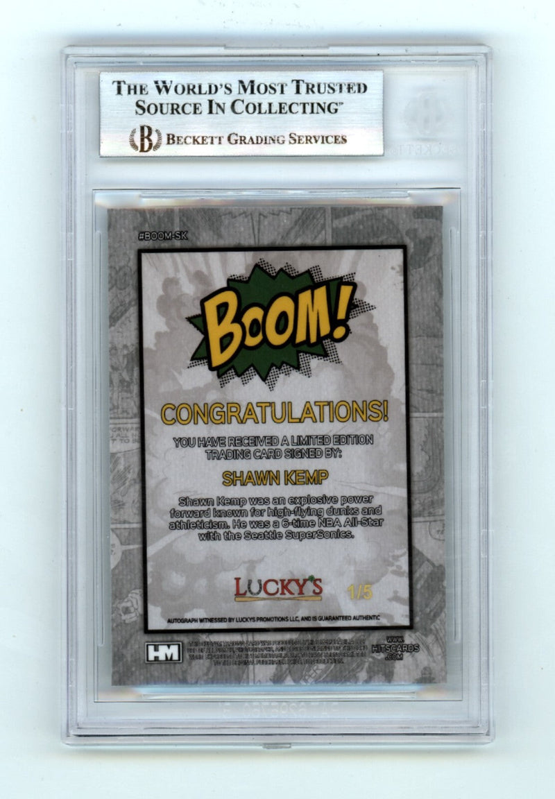 Shawn Kemp 2024 Hits Memorabilia BOOM Green #/5 Signed BGS BAS Auto Sonics