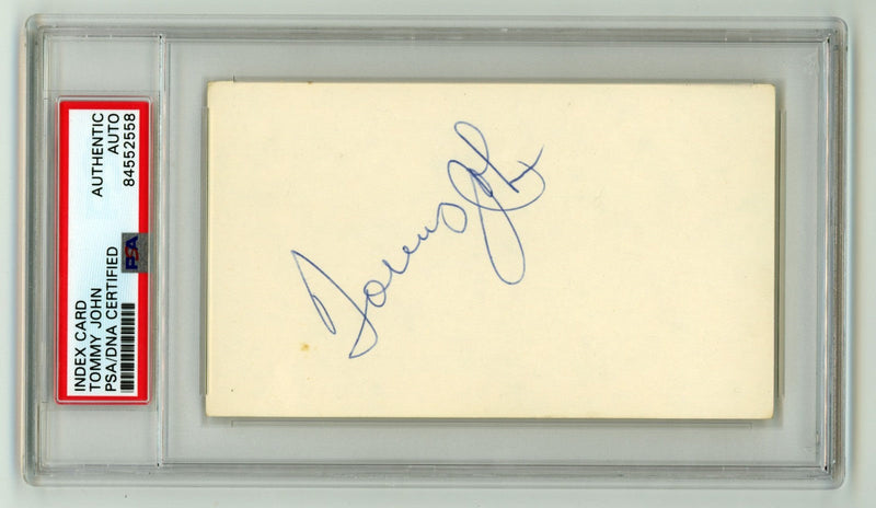 Tommy John Signed Autographed 3x5 Index Card Cut PSA Authentic Auto Yankees
