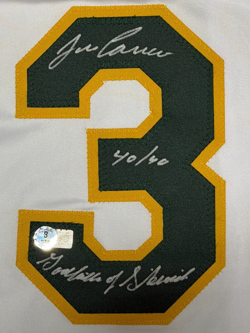 Jose Canseco Signed Athletics Custom Jersey w/ 40/40 + Steroids Beckett Wit COA