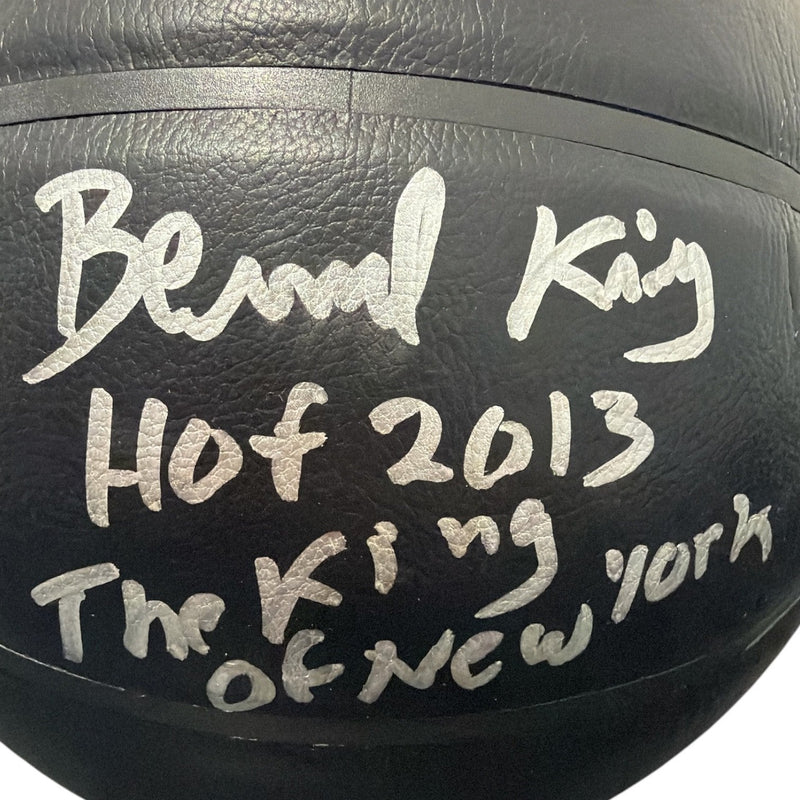Bernard King Signed Black Knicks Wilson NBA Basketball w/ HOF + NY Ins JSA W COA