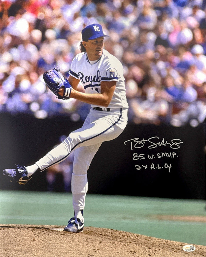Bret Saberhagen Signed Kansas City Royals 16x20 Photo w/ 2 Insc JSA Witness COA