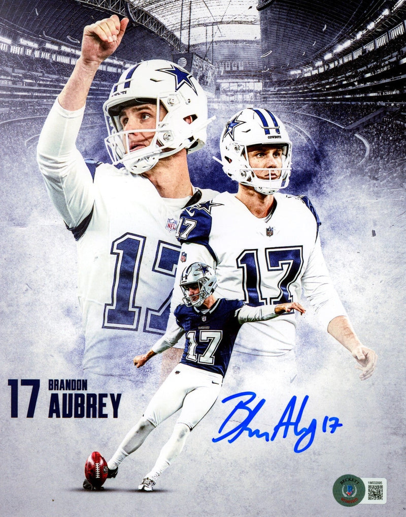 Brandon Aubrey Signed Dallas Cowboys 8x10 Photo Beckett Witness BAS COA #2