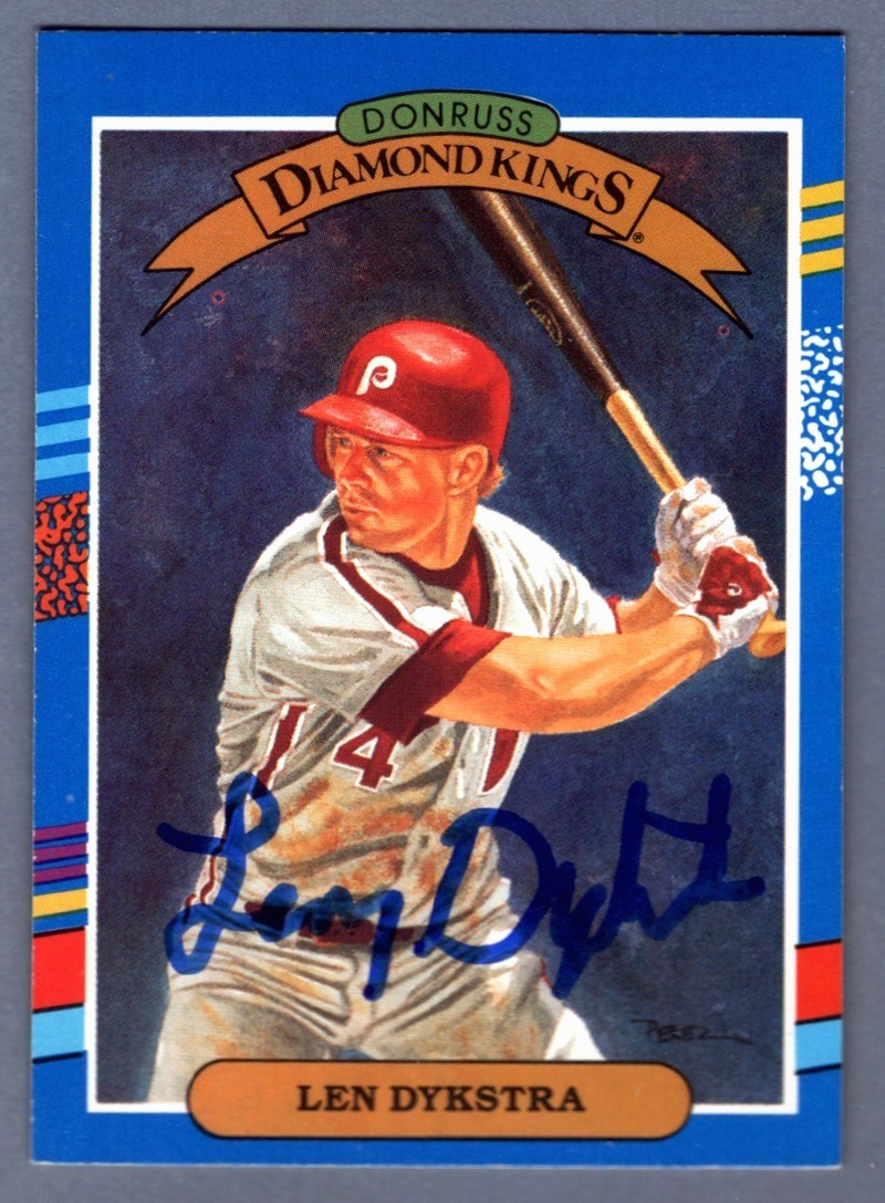 Lenny Dykstra Signed 1990 Donruss #7 Diamond Kings LSCM COA Phillies