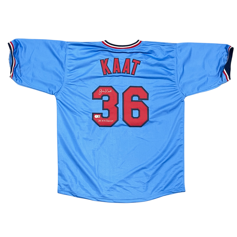 Jim Kaat Signed St Louis Custom Jersey w/ 82 WS Champs Beckett Witness BAS COA