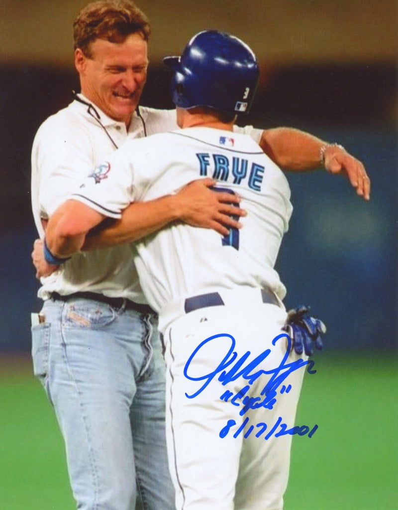 Jeff Frye Signed Toronto Blue Jays 8x10 Photo w/ "Cycle" 8/17/2001 LSCM COA