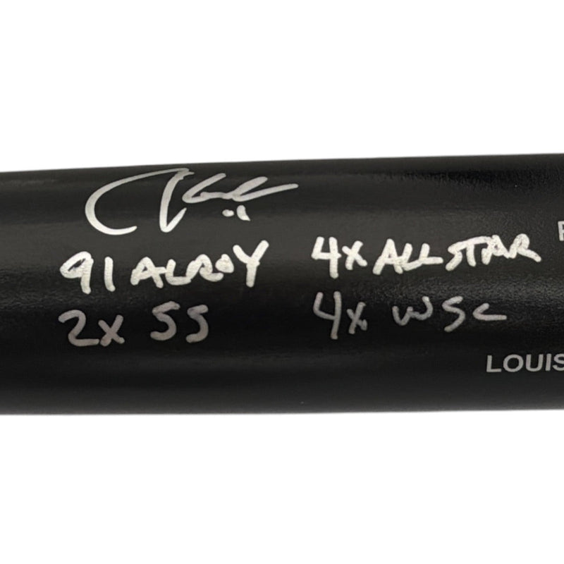 Chuck Knoblauch Signed Louisville Slugger Black Bat w/ 4 Insc JSA Witness COA