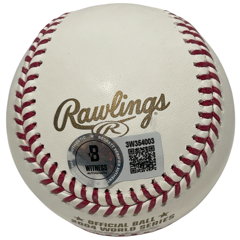 Pedro Martinez Signed 2004 World Series WS Logo Baseball Beckett Witness BAS COA