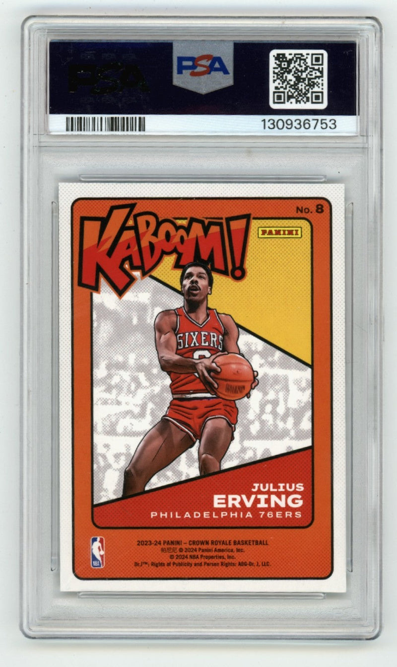 Julius Erving 2023 Panini Vertical Kaboom #8 Signed w/ Dr. J Insc. PSA 10 Auto
