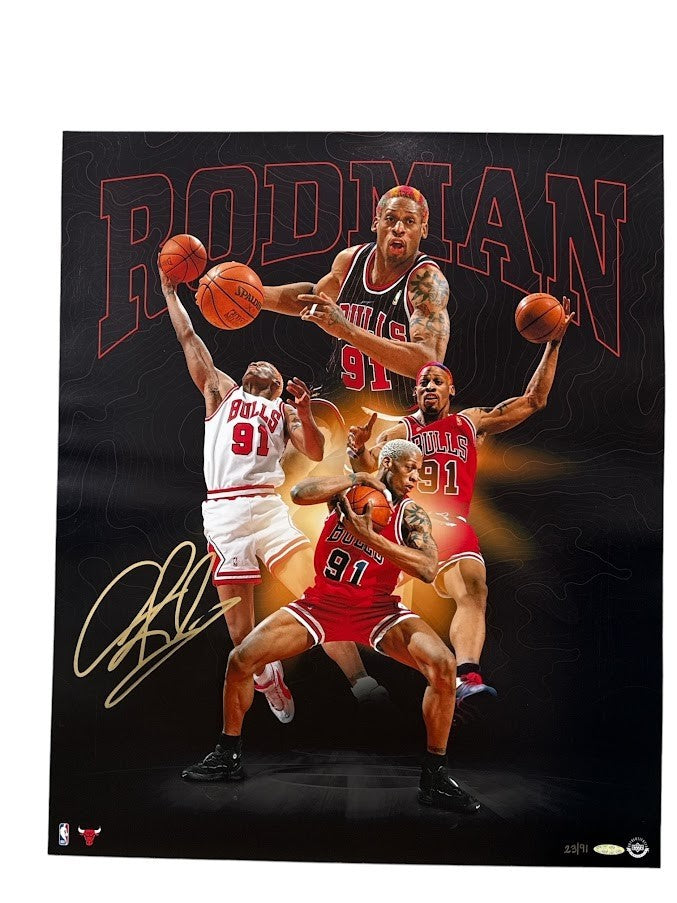 Dennis Rodman Signed Chicago Bulls Collage 20x24 Photo #23/91 Upper Deck UDA COA