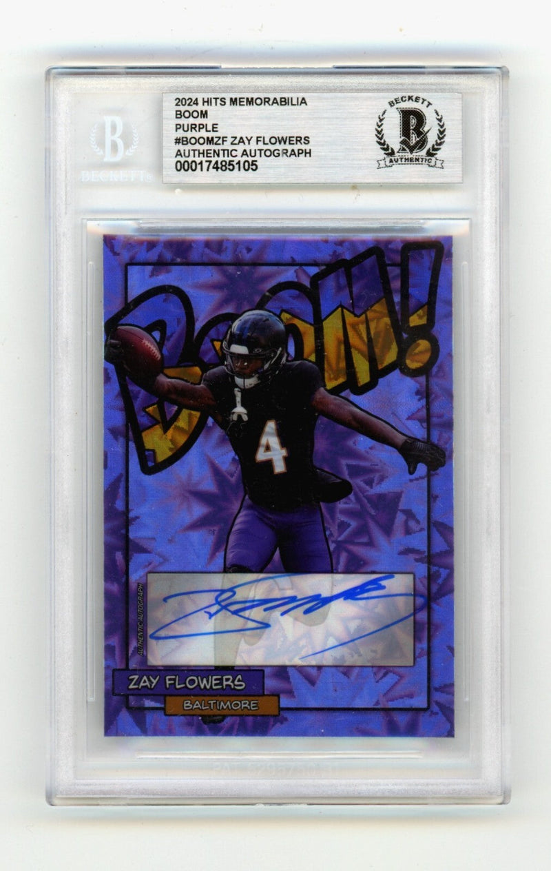 Zay Flowers 2024 Hits Memorabilia BOOM Purple JSY # 4/4 Signed BGS BAS Auto