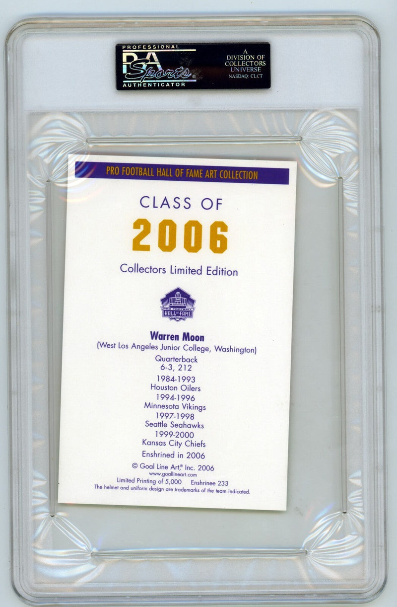 Warren Moon Signed Auto GLAC Goal Line Art Card PSA Authentic Auto Oilers HOF