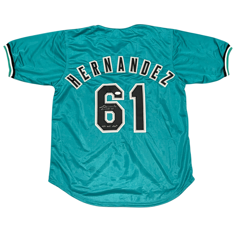 Livan Hernandez Signed Florida Marlins Custom Jersey w/ MVP 1997 WS JSA COA