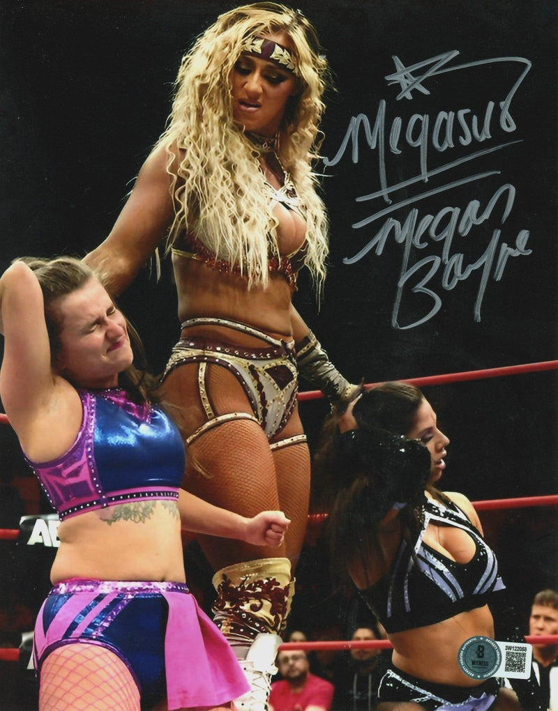 Megan Bayne Signed AEW 8x10 Photo w/ Megasus Beckett Witness BAS COA #11