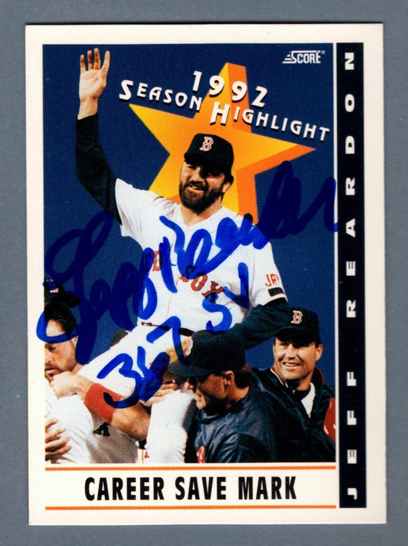 Jeff Reardon Signed 1993 Score Career Save Mark #514 w/ 367 SV LSCM COA Red Sox