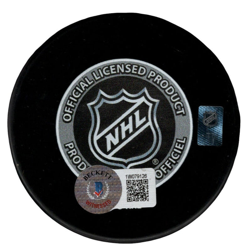 Kevin Stevens Signed Penguins 1992 Cup Puck w/ 91-92 Cup Beckett Witness BAS COA