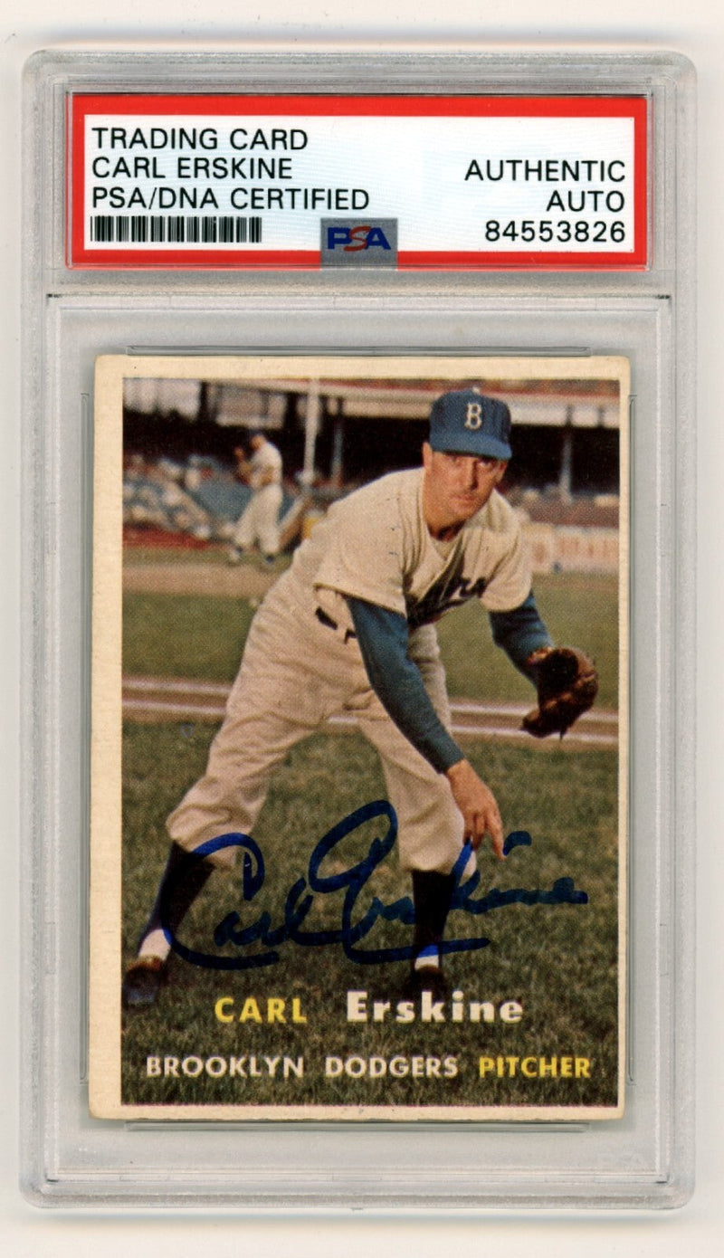 Carl Erskine 1957 Topps #252 Signed PSA Authentic Auto Brooklyn Dodgers
