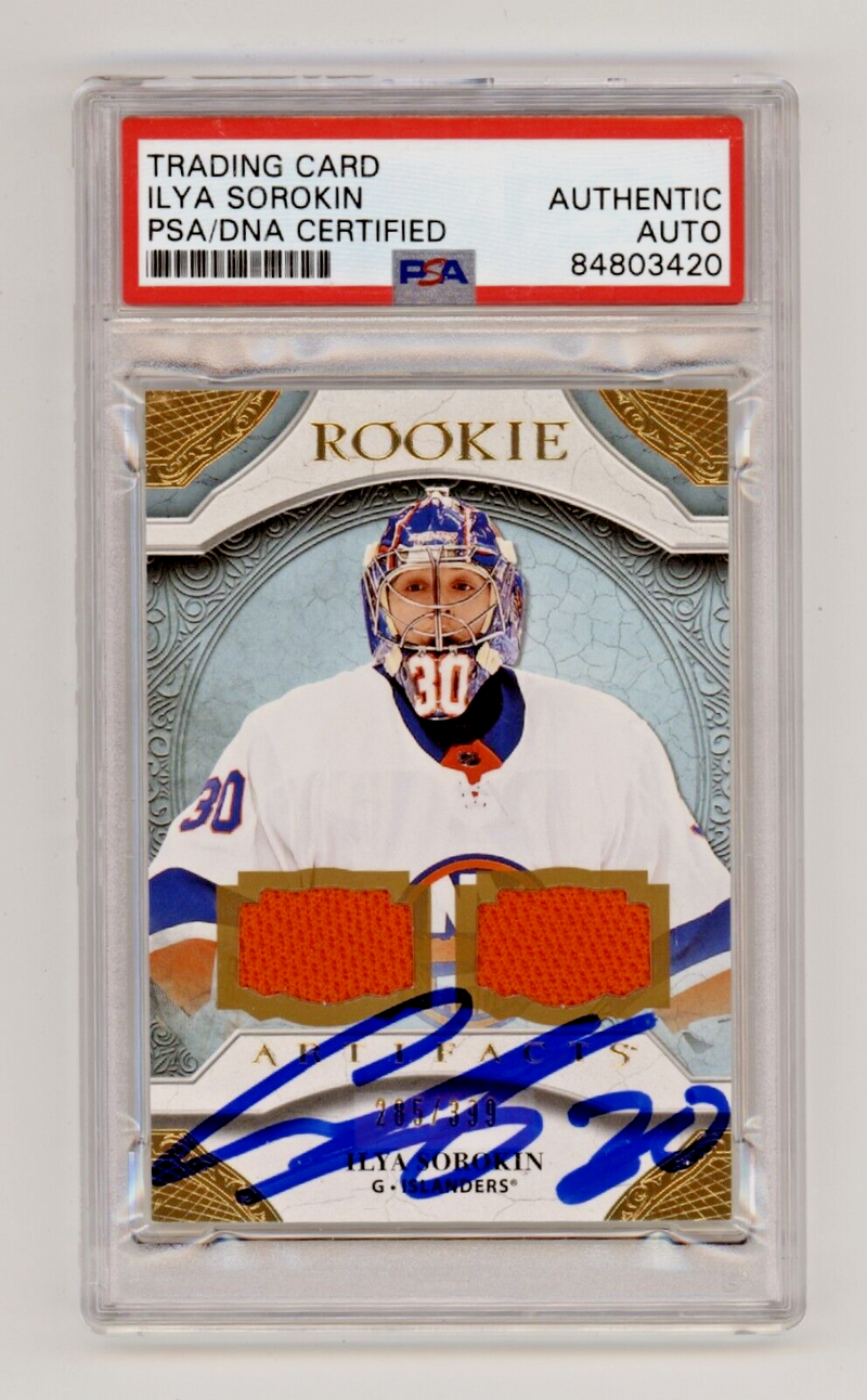 Ilya Sorokin 2020-21 Upper Deck Artifacts Rookie Jersey RC /399 Signed PSA Auto