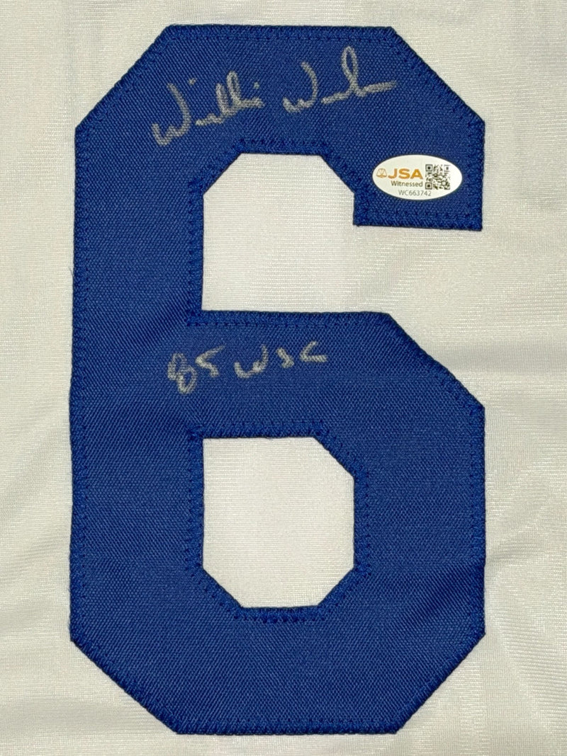 Willie Wilson Signed Kansas City Royals Custom Jersey w/ 85 WSC JSA Witness COA